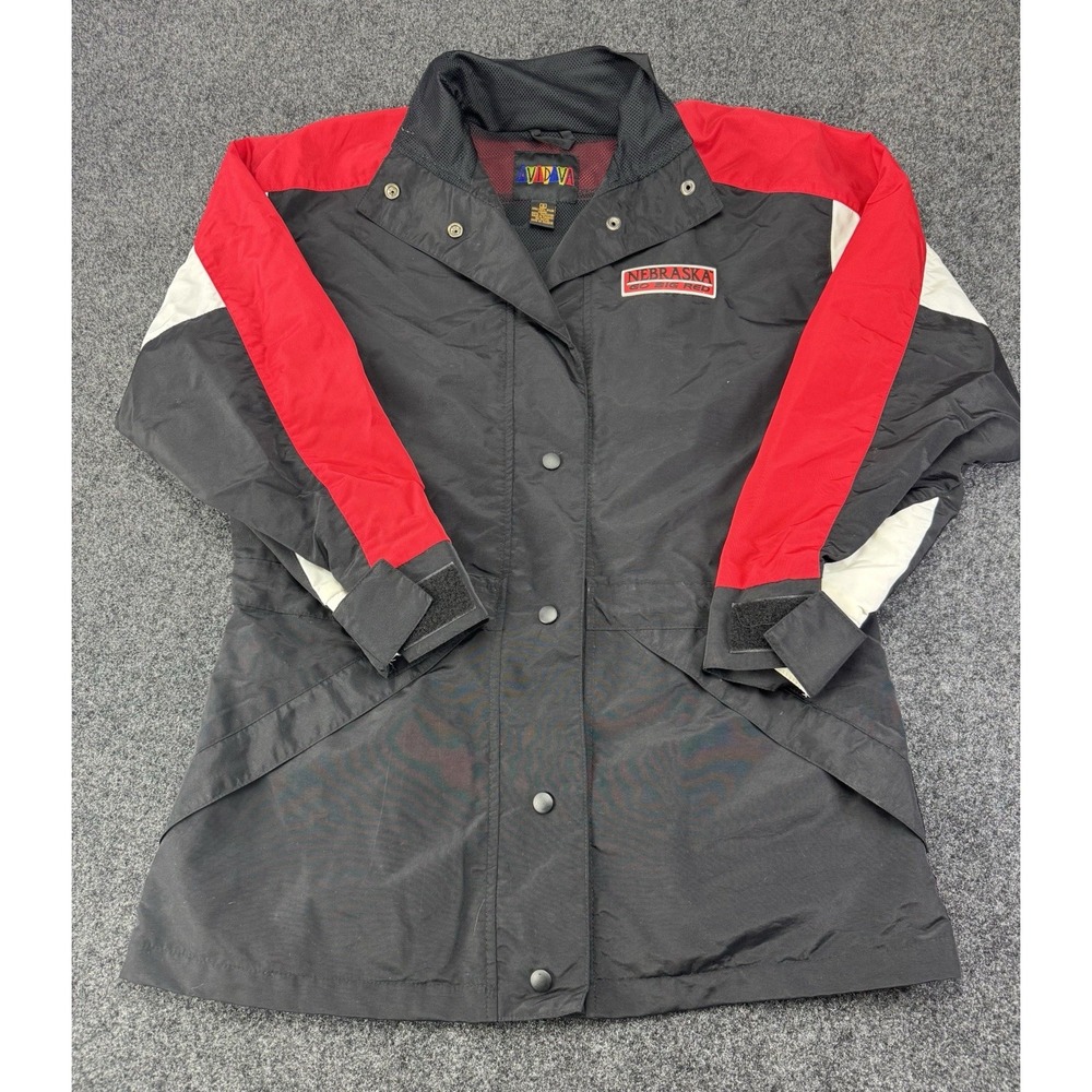 Vintage Nebraska‎ Cornhuskers AVIDIVA Jacket Small Black Red Nylon Go Big Red
